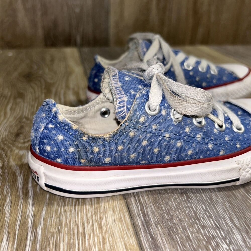 Converse Chuck Taylor Shoes 660714F Double Tongue Blue Polka Dot Youth Size 11 - Picture 2 of 13